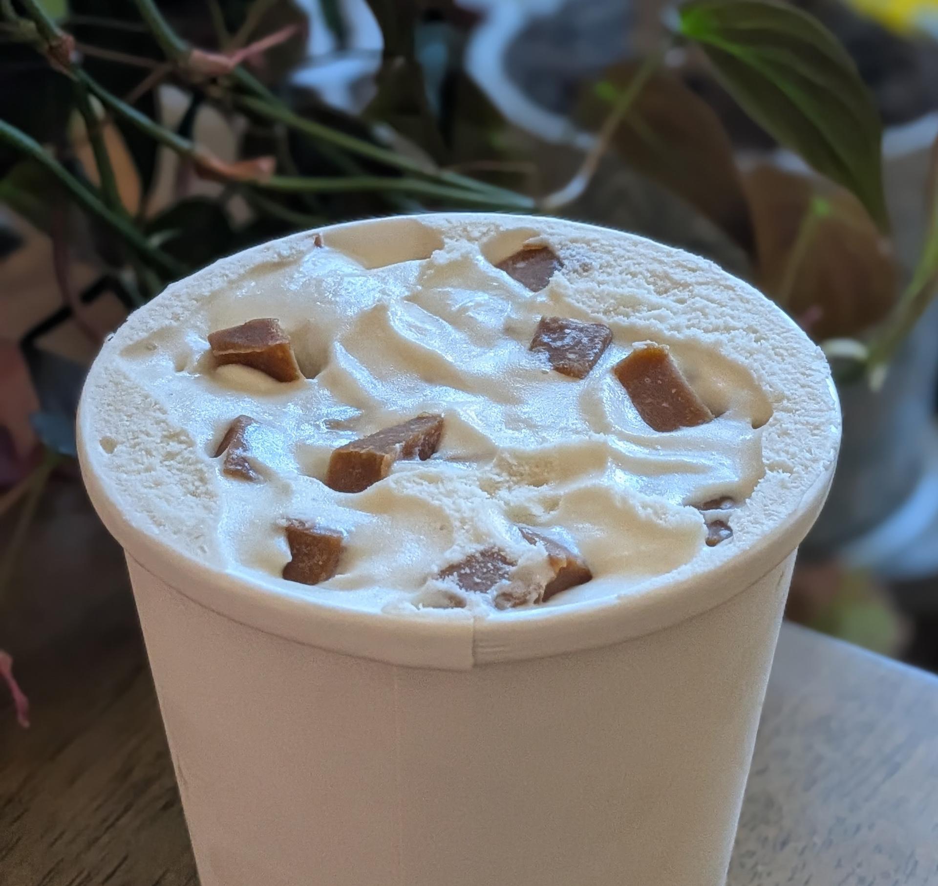Banana ice cream with biscoff chunks