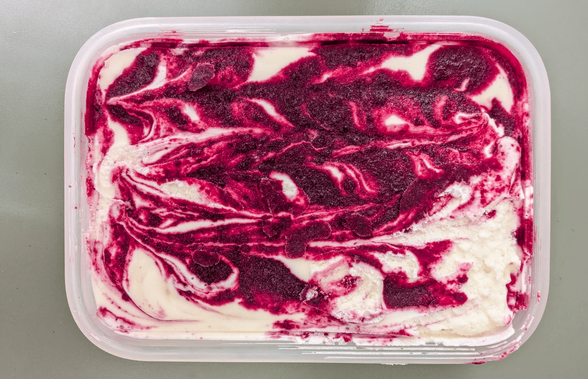 Goat cheese base with chili cherry swirl